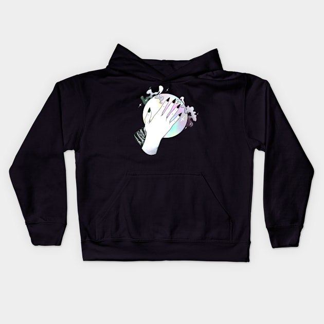 Holographic Crystal Ball - Witch Hands Kids Hoodie by SpellsSell